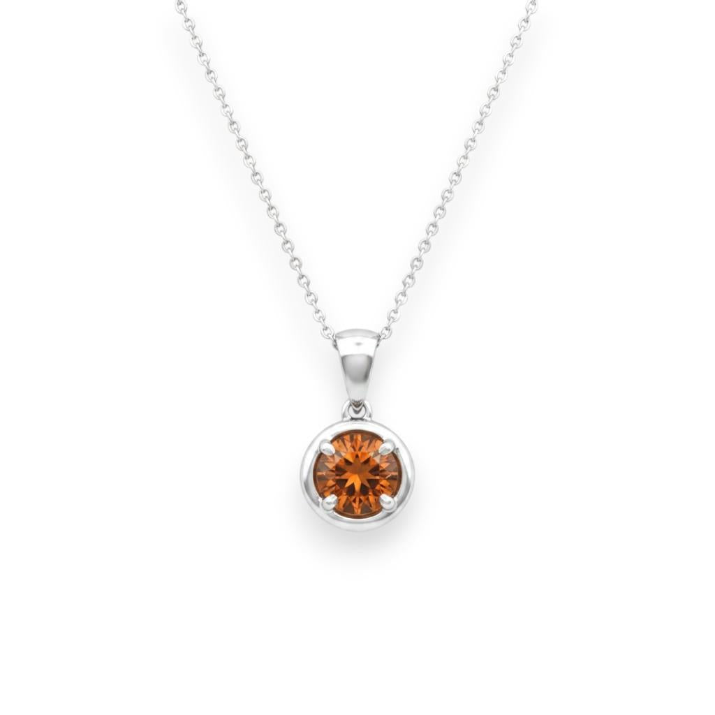 14K White Gold 4 Prong Citrine Solitaire Pendant