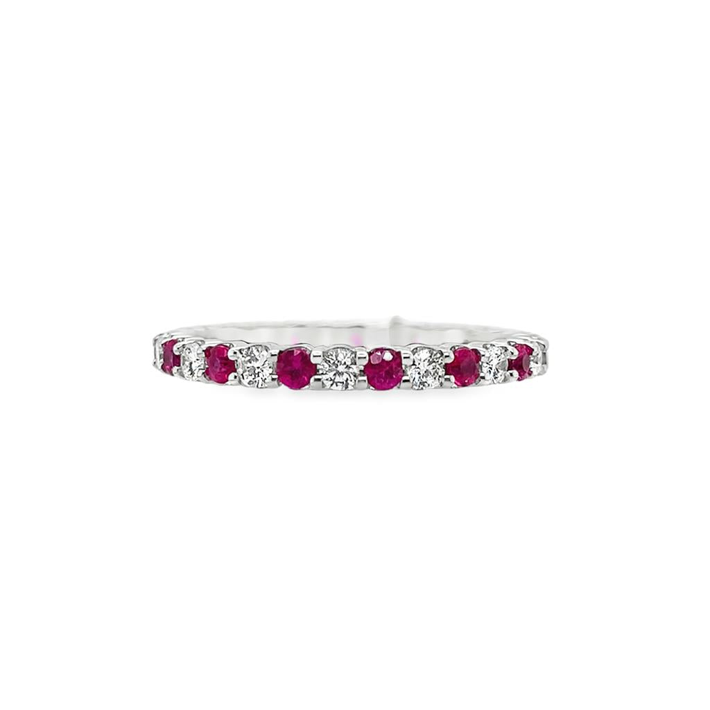 14kt White Gold Diamond & Ruby Eternity Band