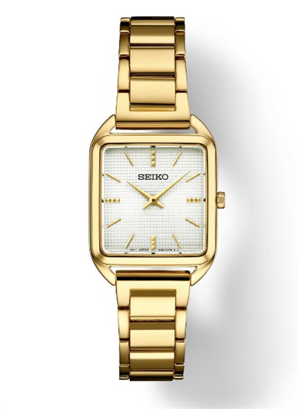 Essentials Gold-Tone Stainless Steel Silver Dial Quartz Watch – Model SWR078