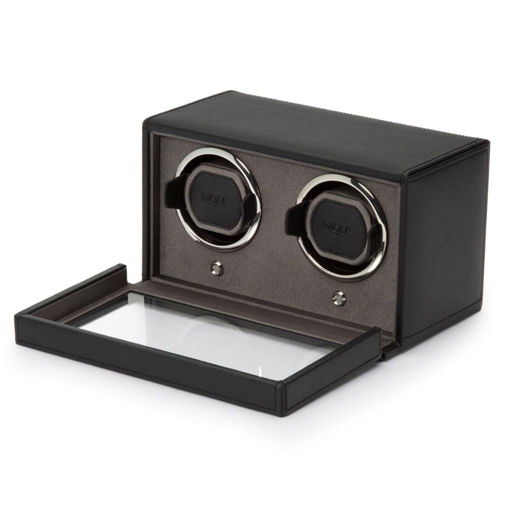 Wolf Cub Double Watch Winder with Cover 461103 – Black