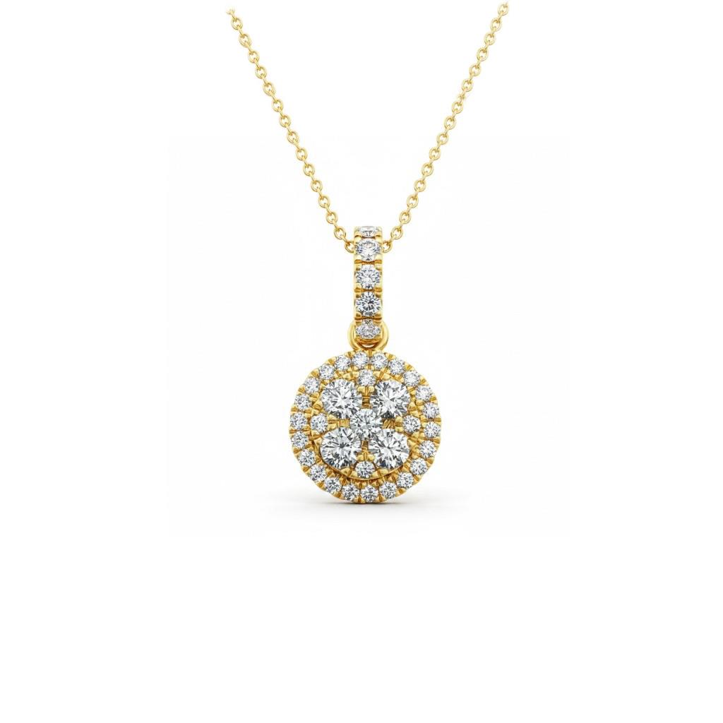 14K Yellow Gold Diamond Cluster Pendant | 0.33ct