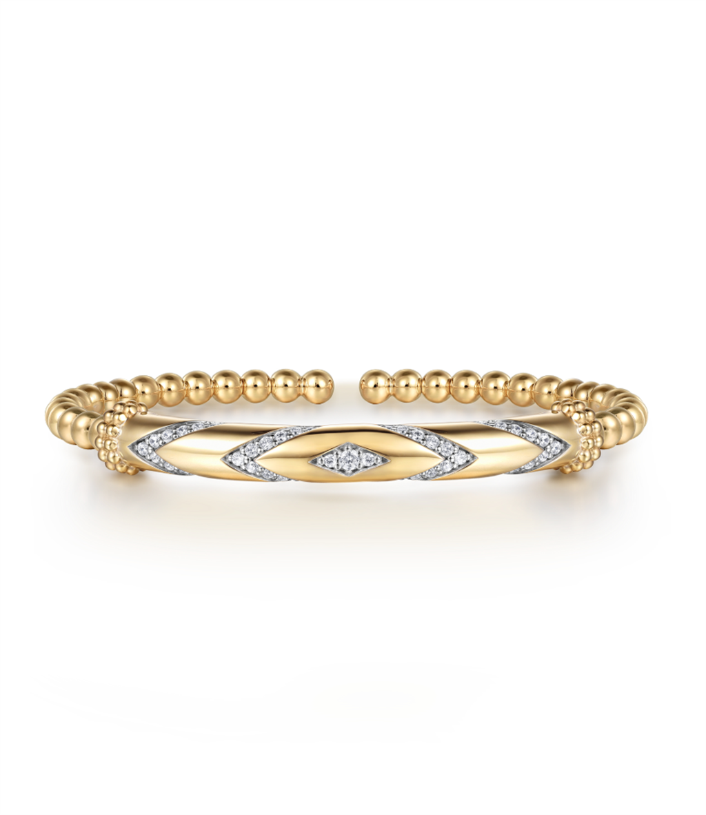 14KT Yellow Gold Diamond Chevron Bangle Bracelet ā 0.48ct Limited Edition