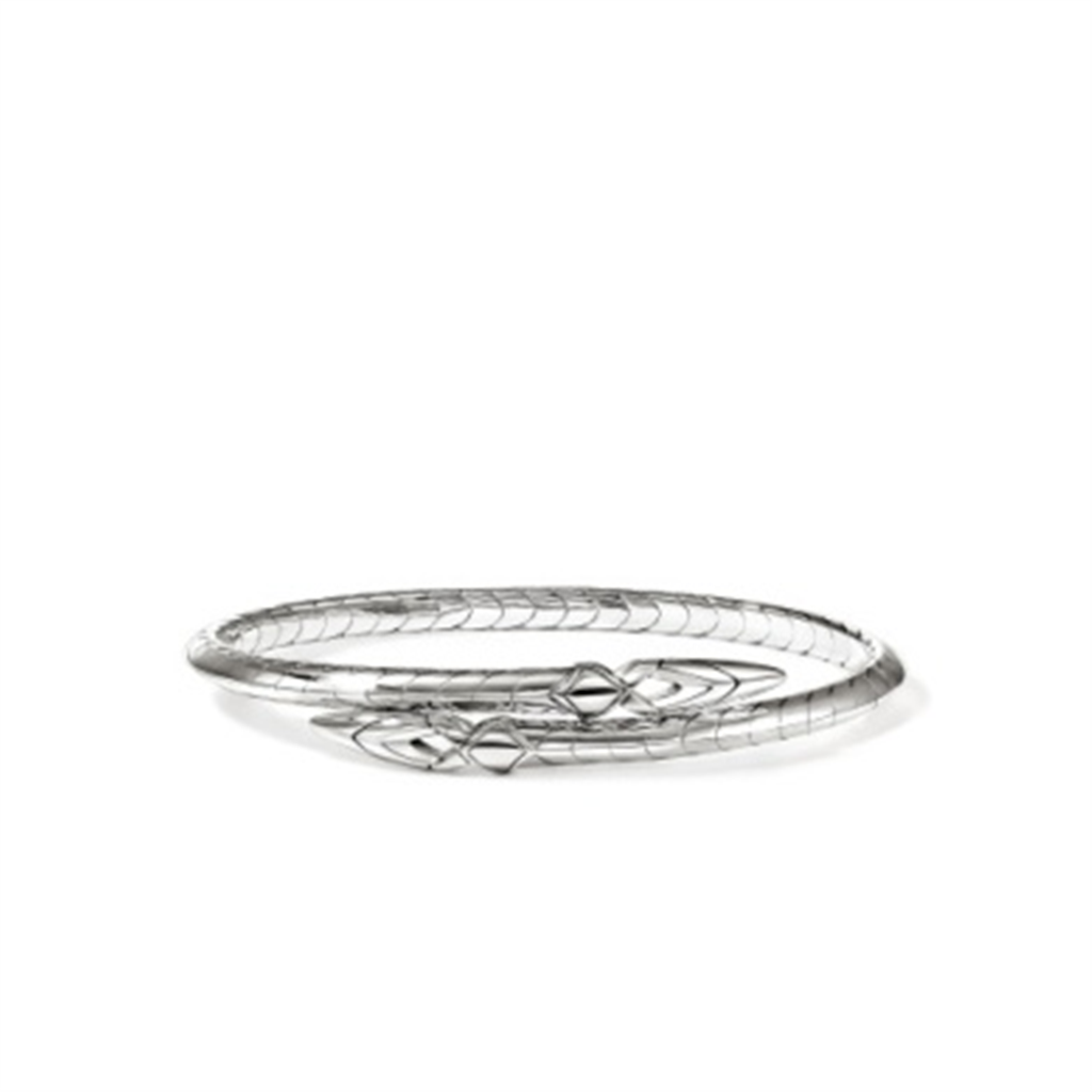 Sterling Silver 4mm Naga Bypass Flex Cuff Bracelet – Medium