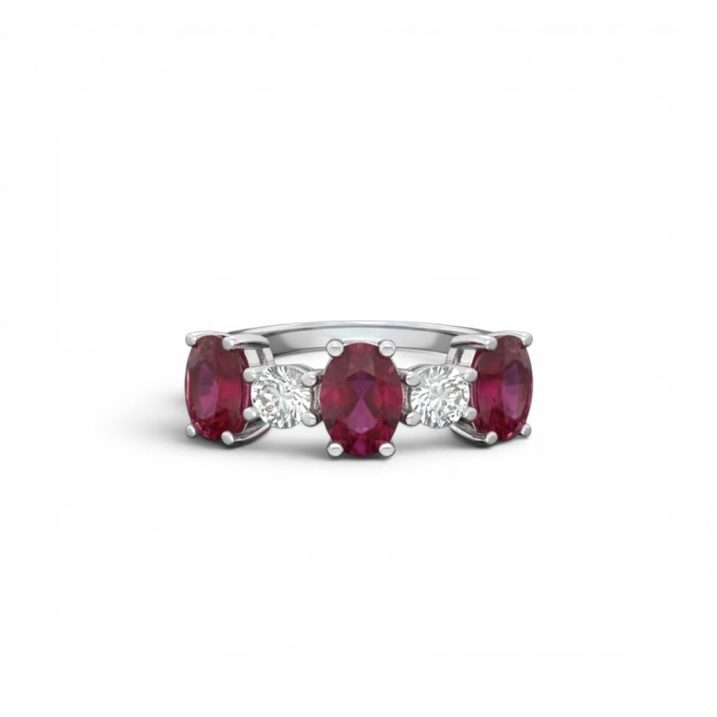 14Kt White Gold Ruby And Diamond Fashion Ring