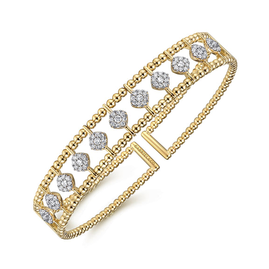 14K Yellow Gold Bujukan Diamond Cuff Bangle side view