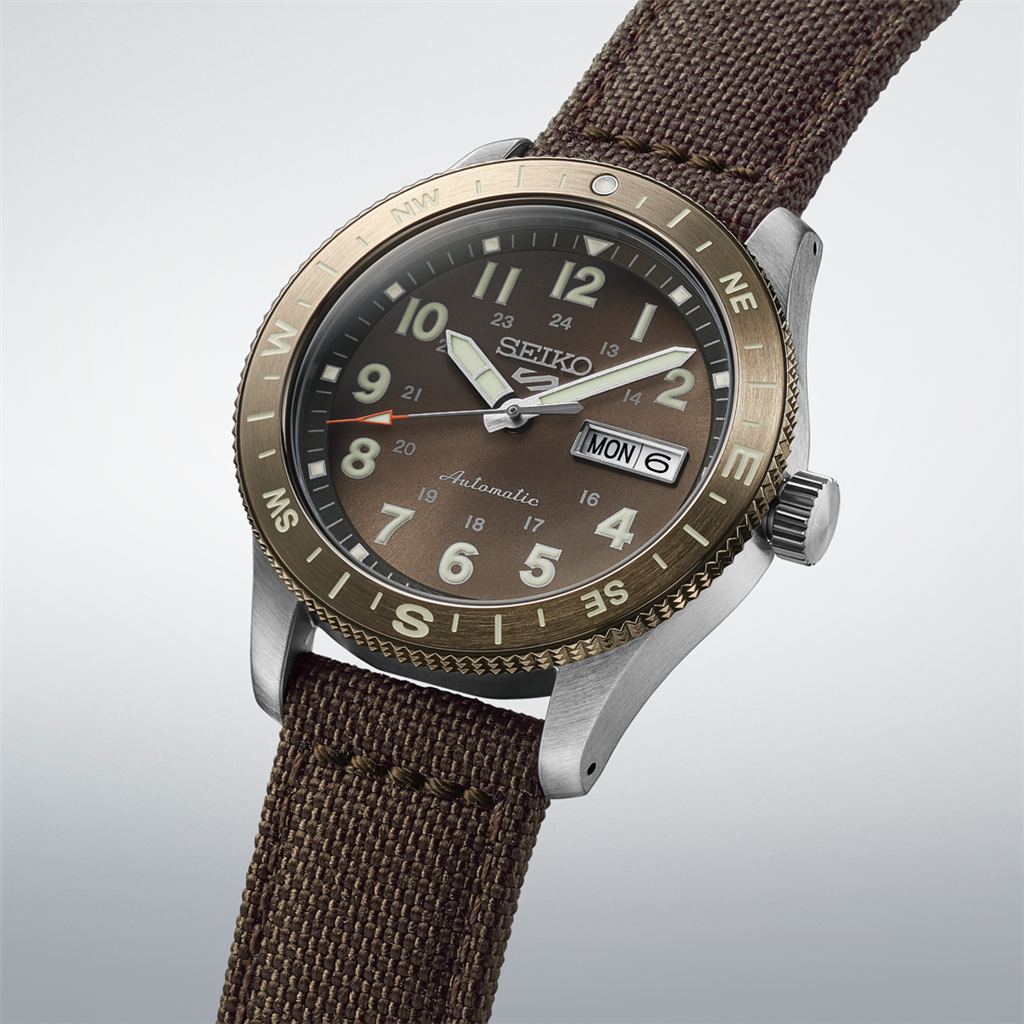 Seiko 5 Sports Field Series HDB009 41mm Stainless Steel Brown Dial Compass Watch