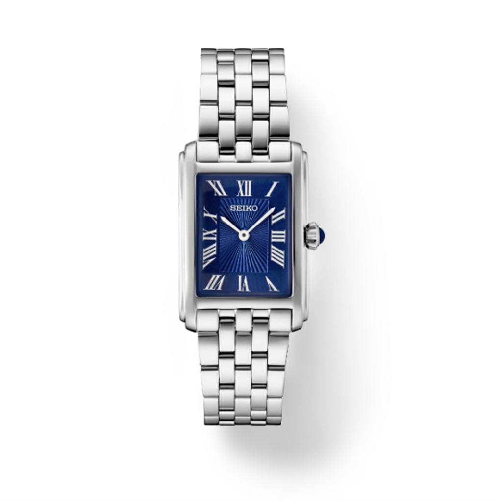Seiko Essentials Stainless Steel Blue Roman Numeral Dial Watch – Ref. SWR085