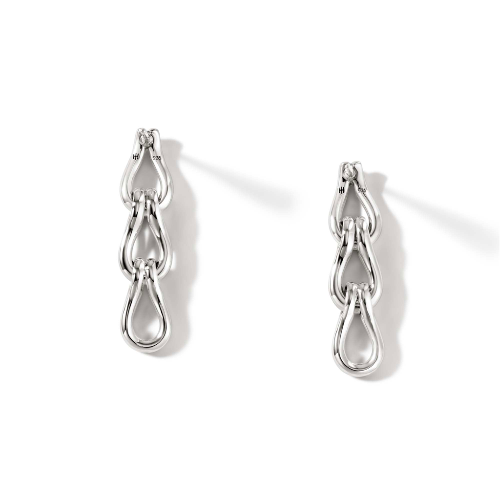 Sterling Silver Diamond Accented Surf Link Earrings