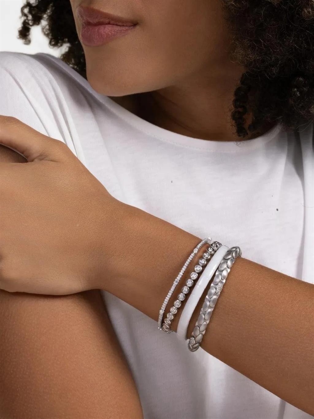Demeglio 18KT White Gold 1.31ct Diamond Bezel Tennis Bracelet