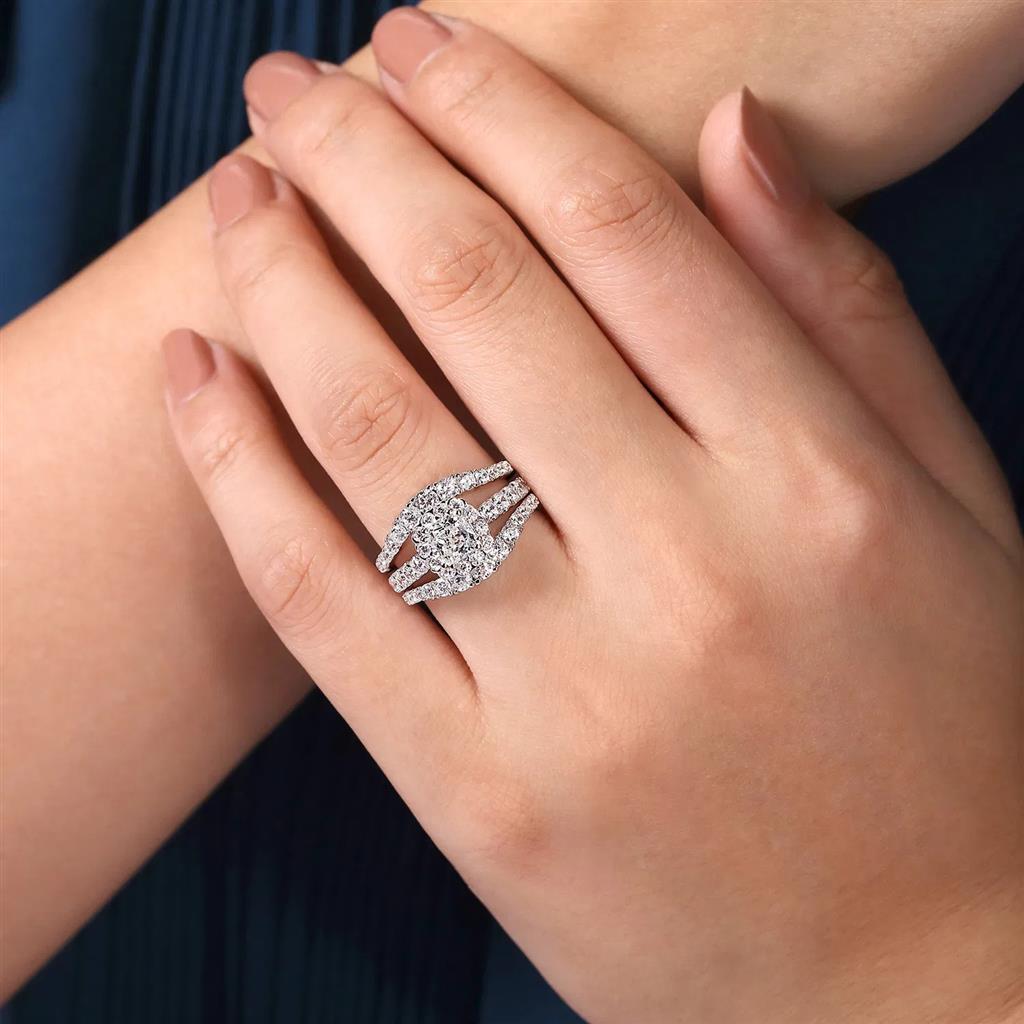 14K White Gold Curved Diamond Ring Enhancer
