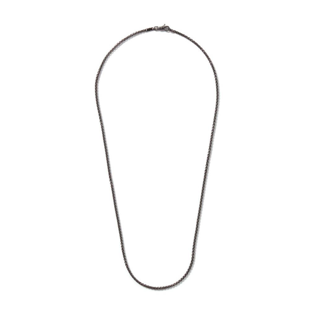 Sterling Silver Black Rhodium Satin 2.7mm Box Chain – 22