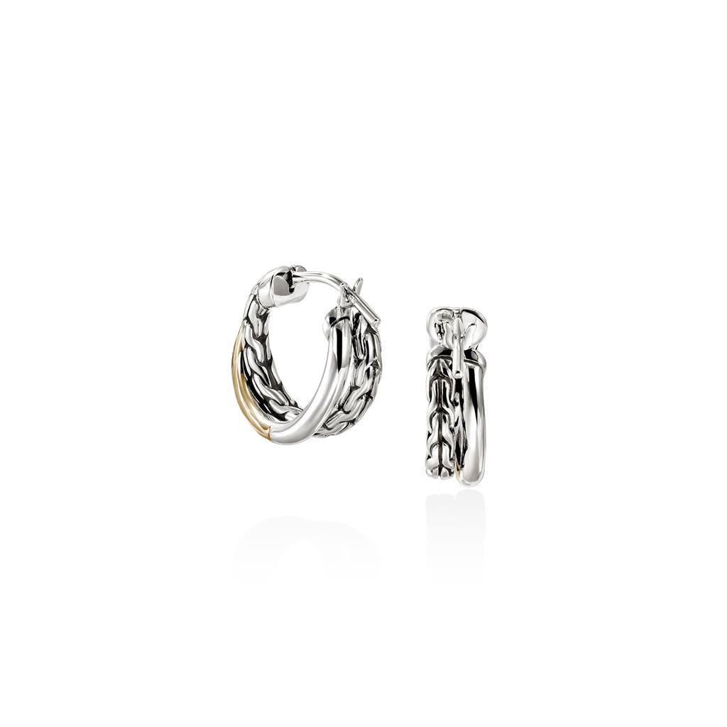 Sterling Silver & 14kt Yellow Gold 9.5mm Essential Crossover Hoop Earrings