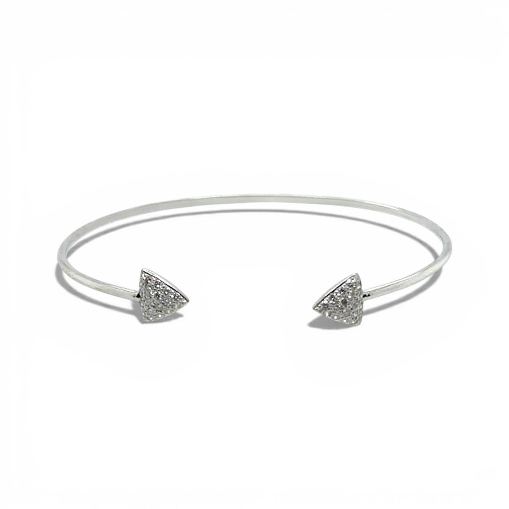 14KT White Gold Diamond Triangle Cuff Bracelet.