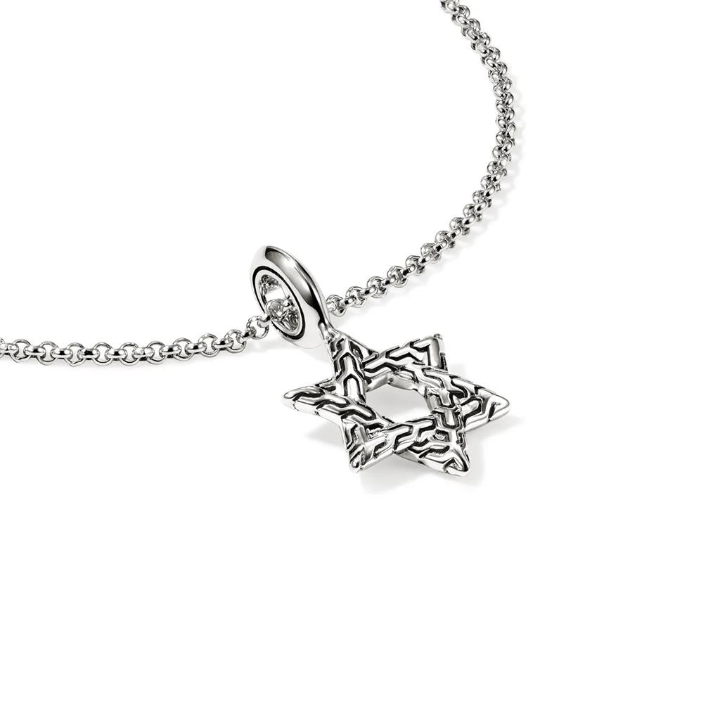 Sterling Silver Essentials Star of David Necklace – Adjustable 16–18"