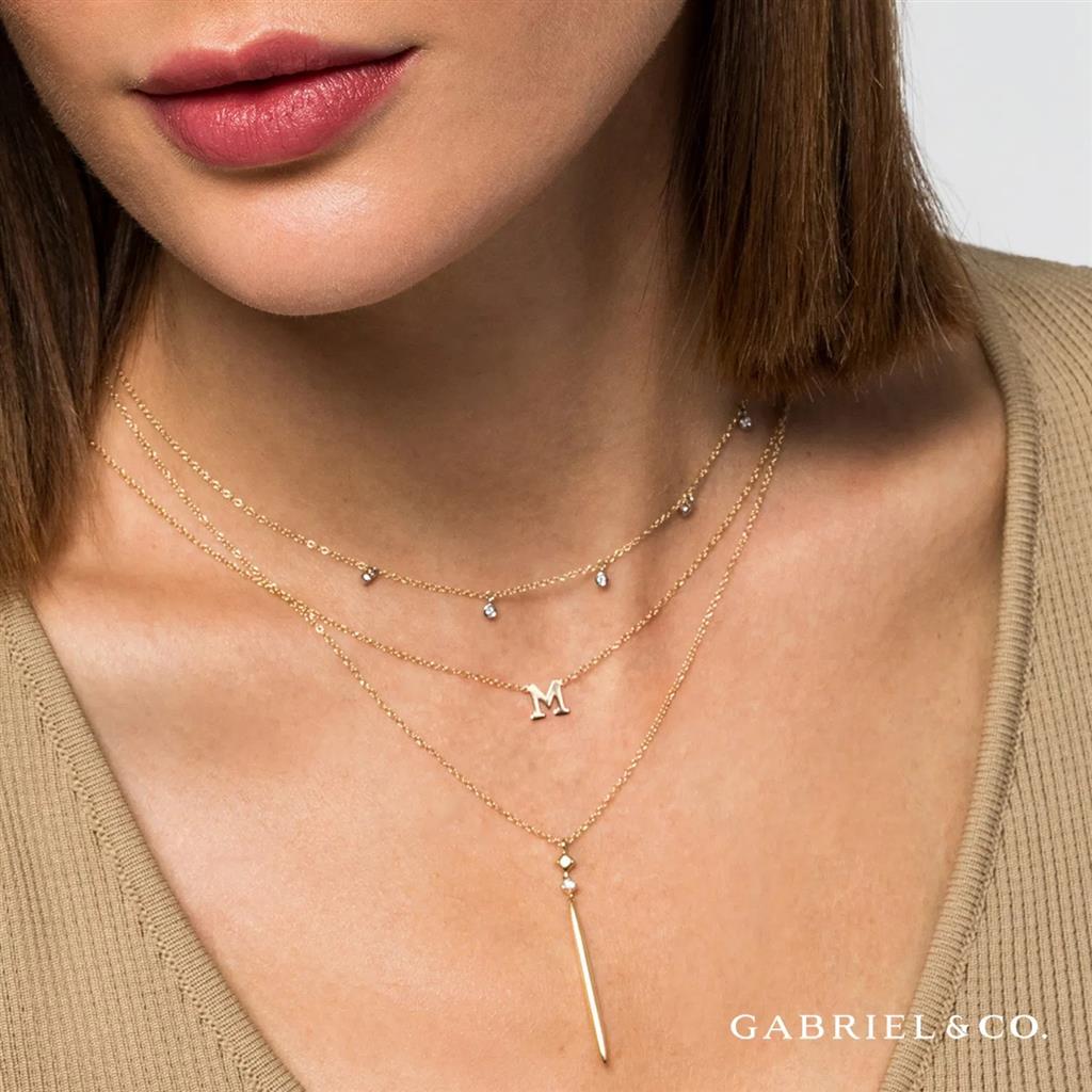 14kt Yellow Gold Initial “M” Necklace