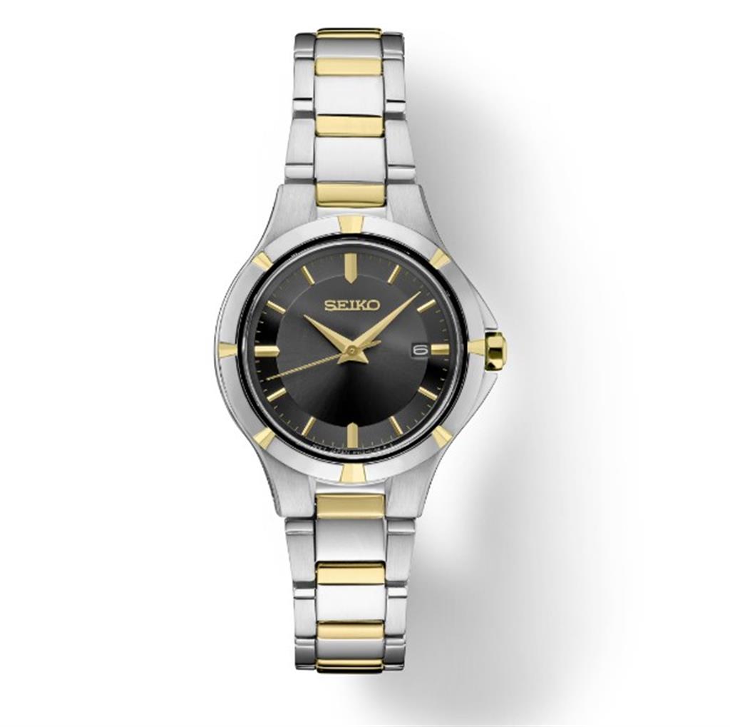 Seiko Two Tone Stainless Steel Charcoal Index Dial Essentials Watch