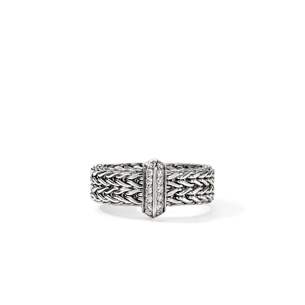 Sterling Silver 6mm Icon Link Diamond Ring