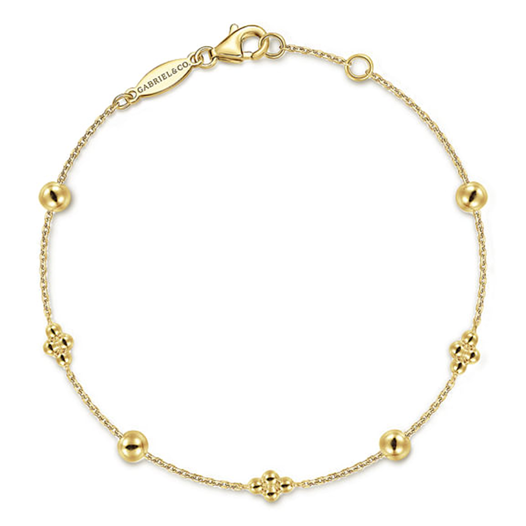 14kt Yellow Gold Bujukan Bead Station Bracelet (7", Style #TB4597Y4JJJ)