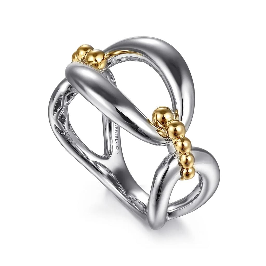 Bujukan Link Ring in 14K Yellow Gold & Sterling Silver
