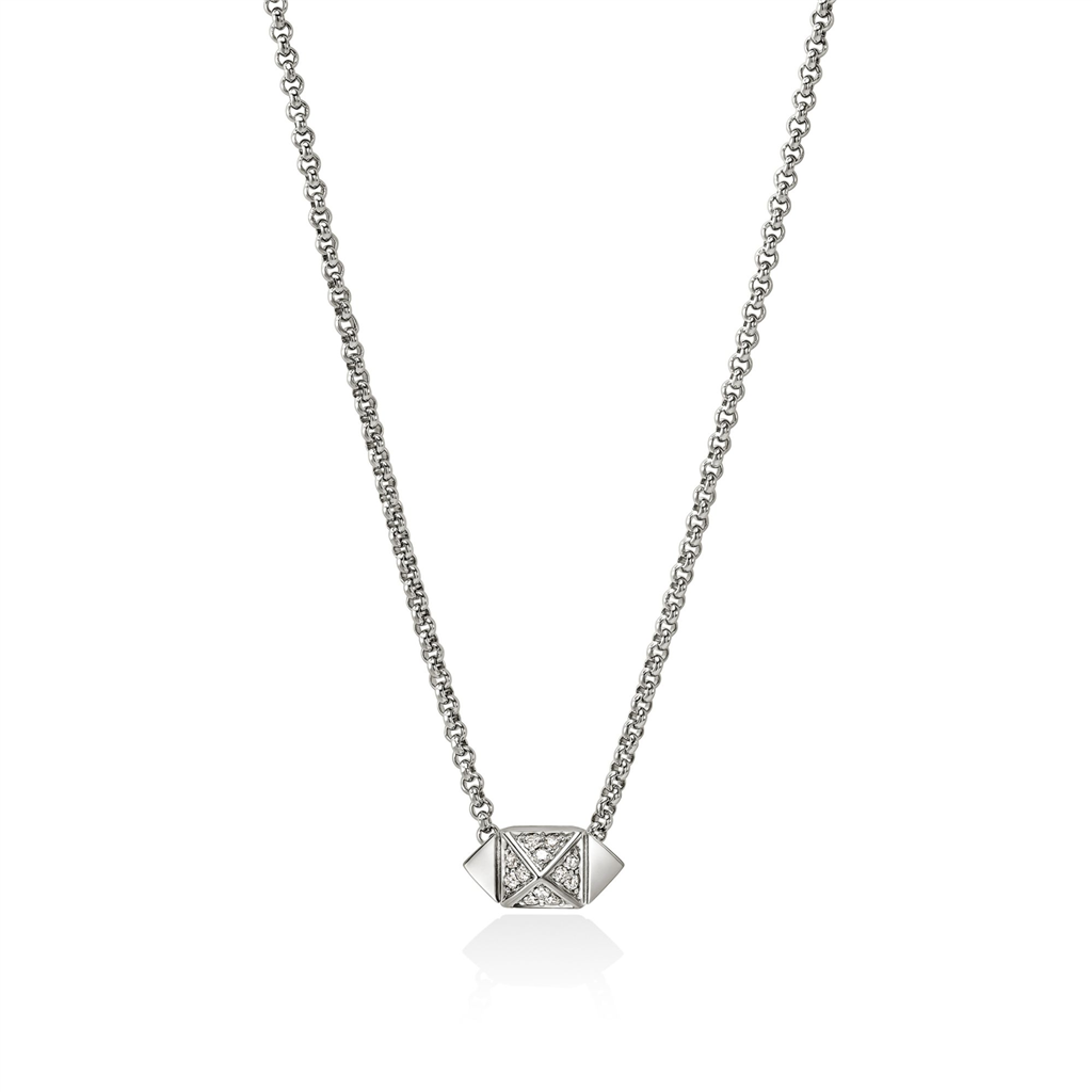 Sterling Silver Diamond Icon Stud Necklace