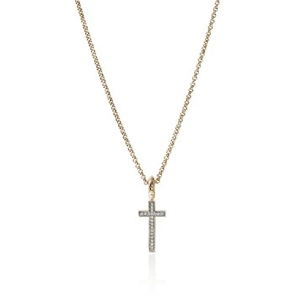 14kt Yellow Gold Essential Cross Diamond Necklace (0.08ct, 16ā18")