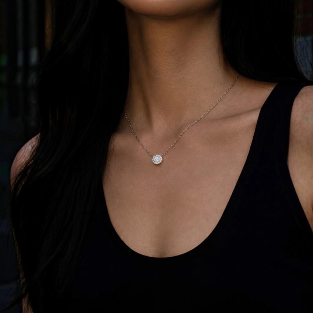 Eternity Oval Diamond Halo Necklace
