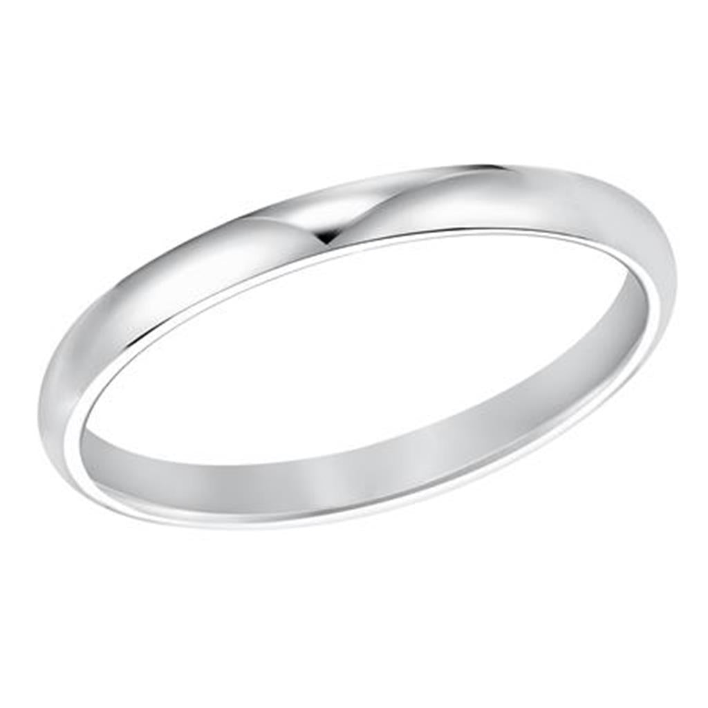 14K White Gold 2mm Comfort Fit Low Dome Wedding Band Size 8