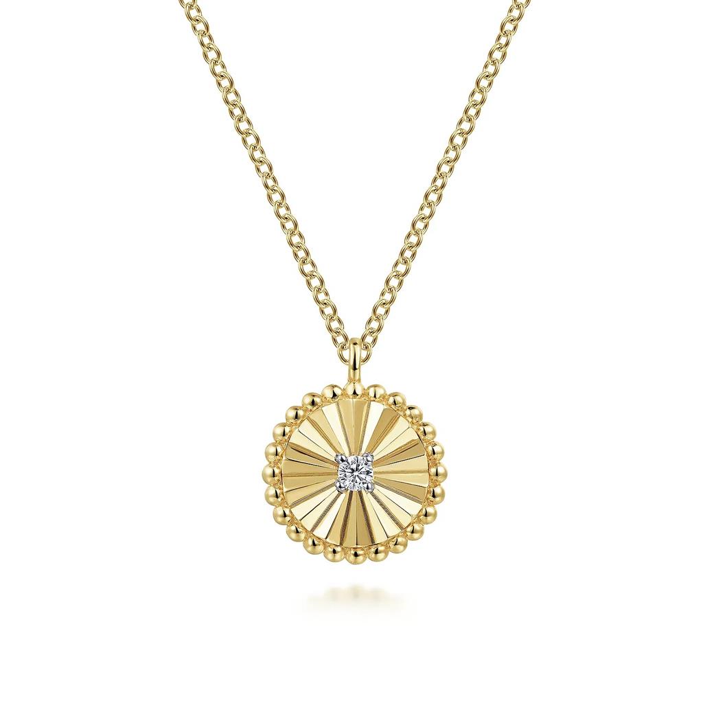 14K White Yellow Gold Diamond Pendant Necklace-Bujukan NK6862M45JJ