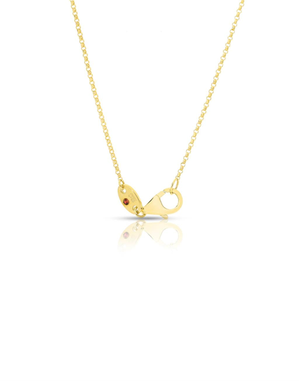 18kt Yellow Gold Arabesque Diamond Flower Station Diamond-Cut Rolo Chain Necklace