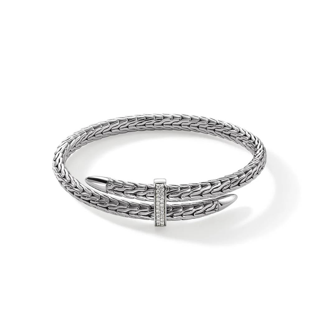 Spear Flex Cuff Bracelet – 5.5mm Sterling Silver with 0.24ct White Diamonds