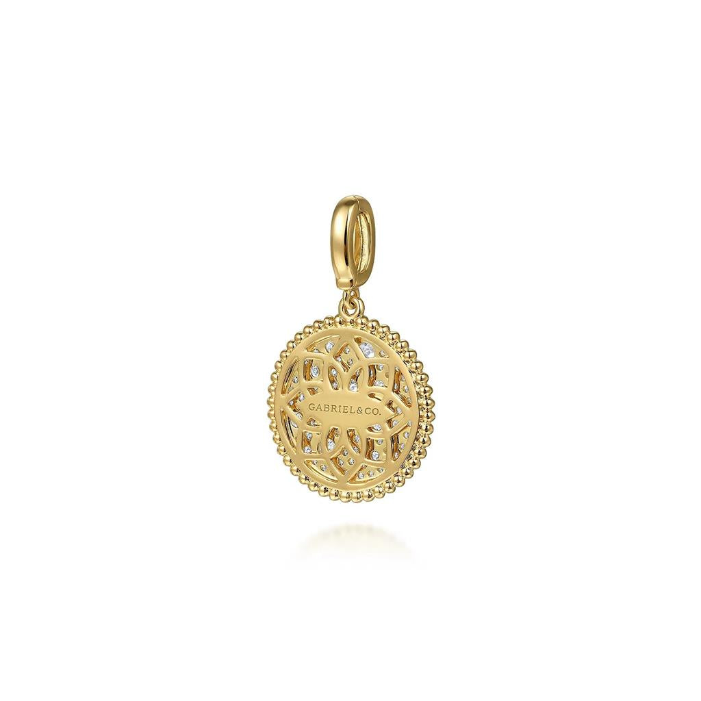 14K Yellow Gold Diamond Pavé Bujukan Medallion Pendant