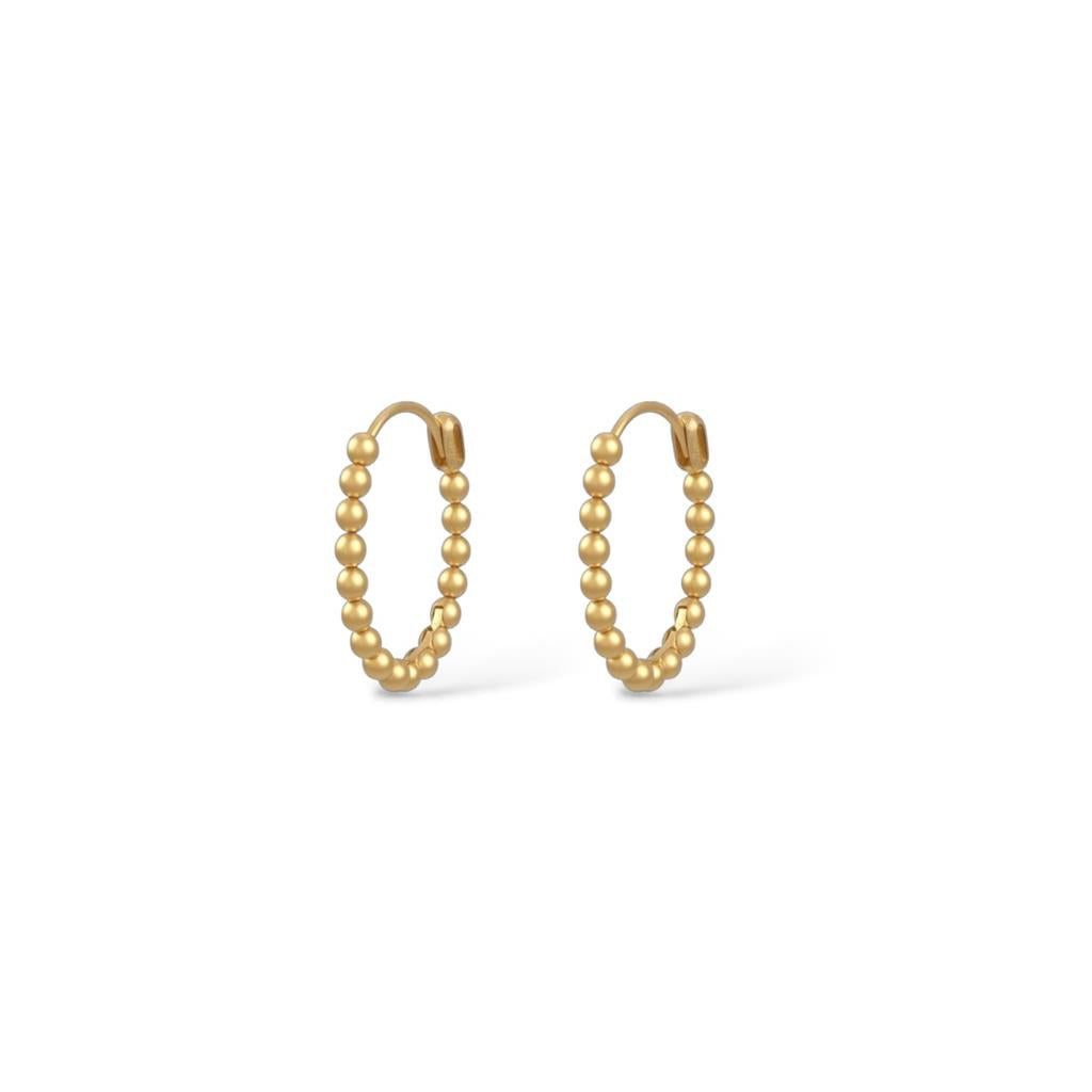 14KT Yellow Gold Beaded Hoop Earrings