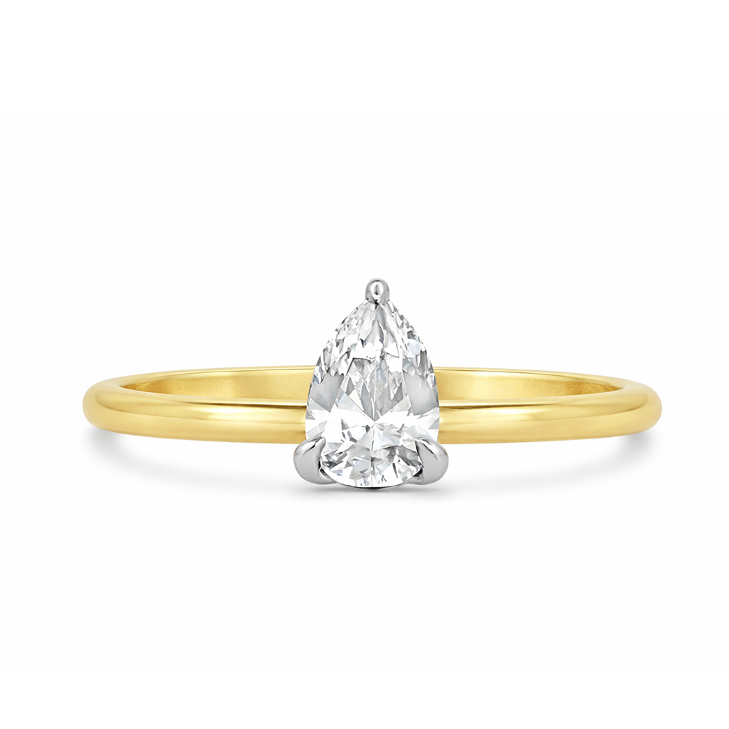 14kt Two-Tone 3-Prong Pear-Shaped Diamond Engagement Ring – 1.00ct