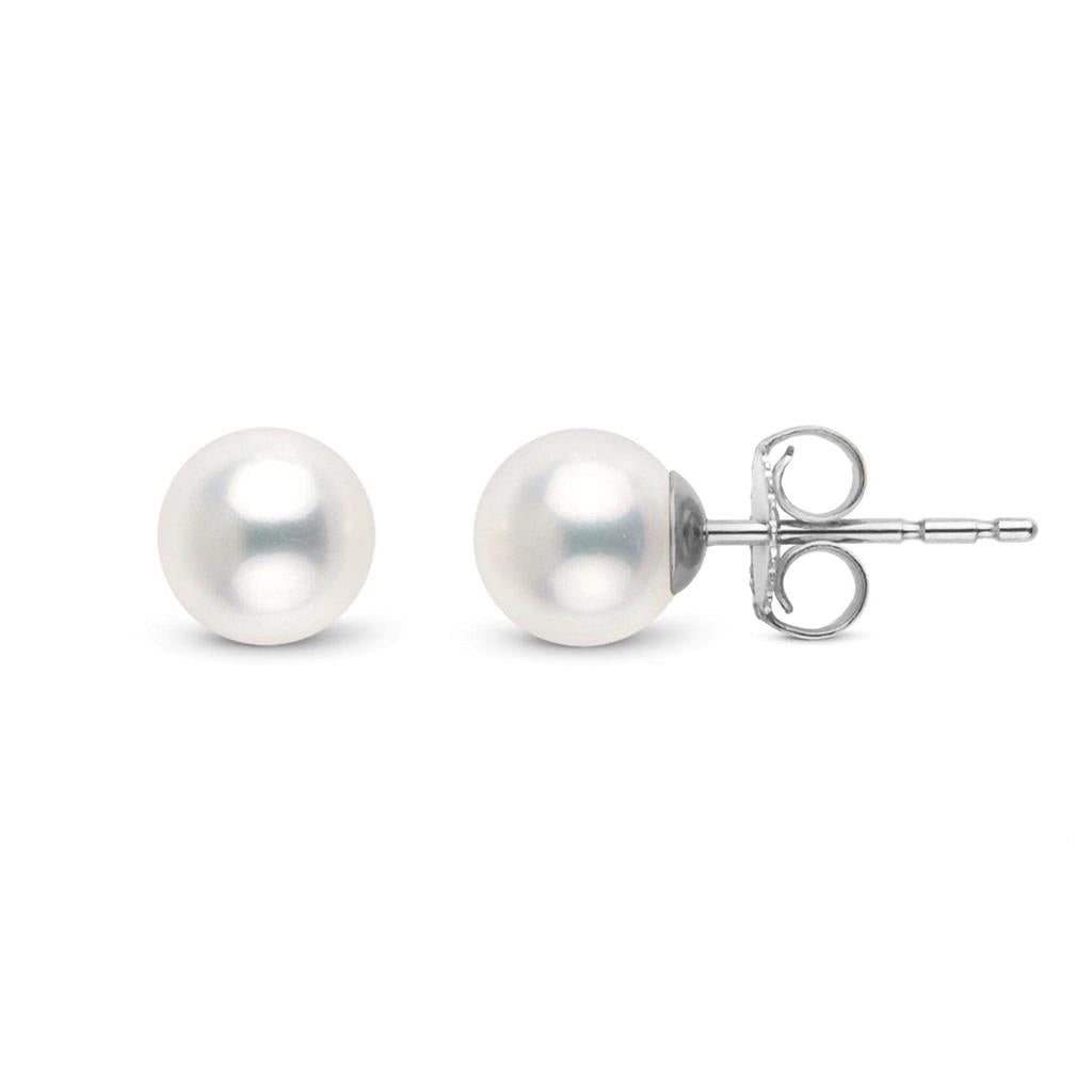 14kt White Gold 6.5mm Pearl Stud Earrings – AAA Quality