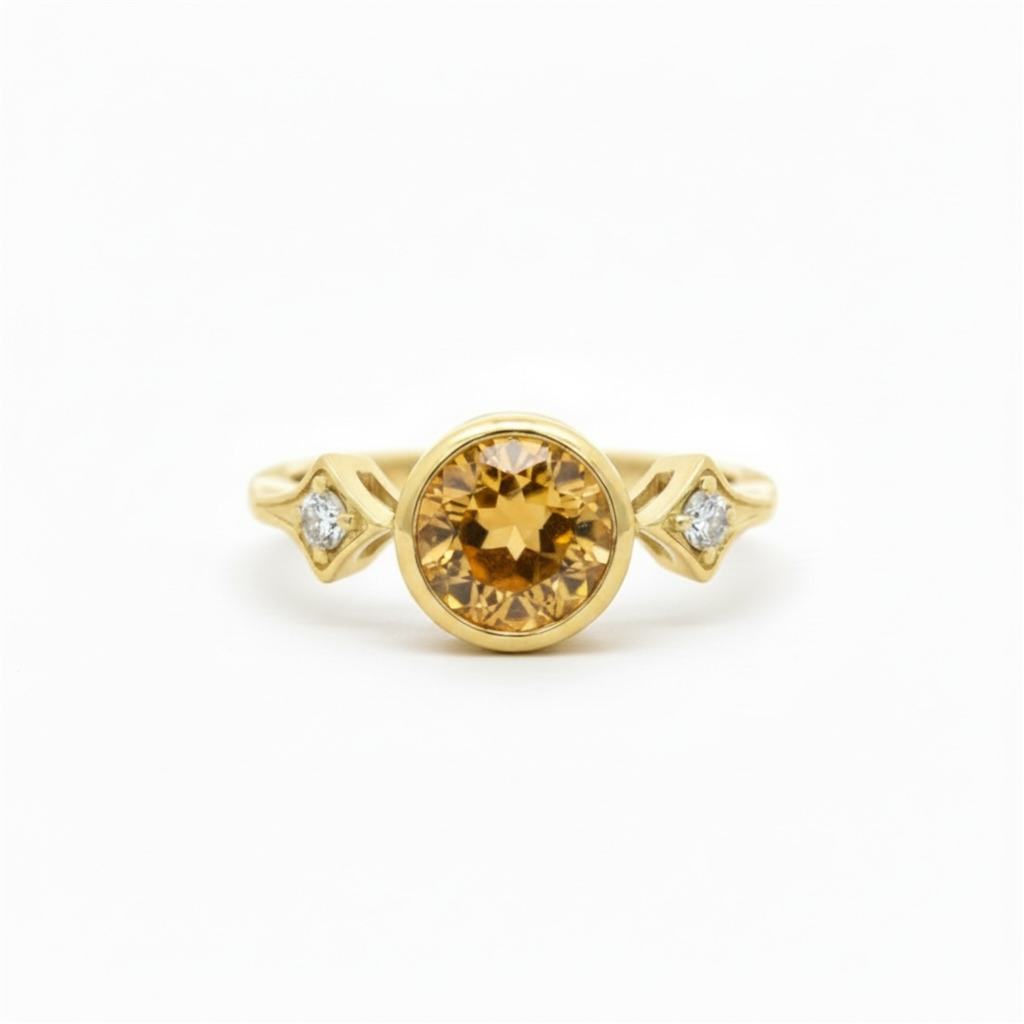 14K Yellow Gold Citrine & Diamond 3-Stone Ring | 1.32 CTW