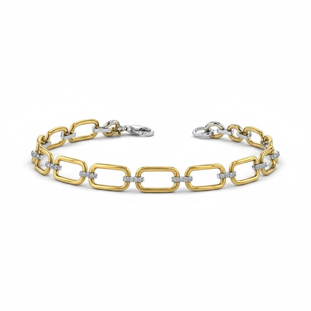 14K Two-Tone Gold 0.37ctw Diamond Link Bracelet
