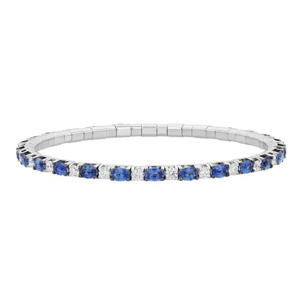 Demeglio 18KT White Gold Blue Sapphire & Diamond Bracelet