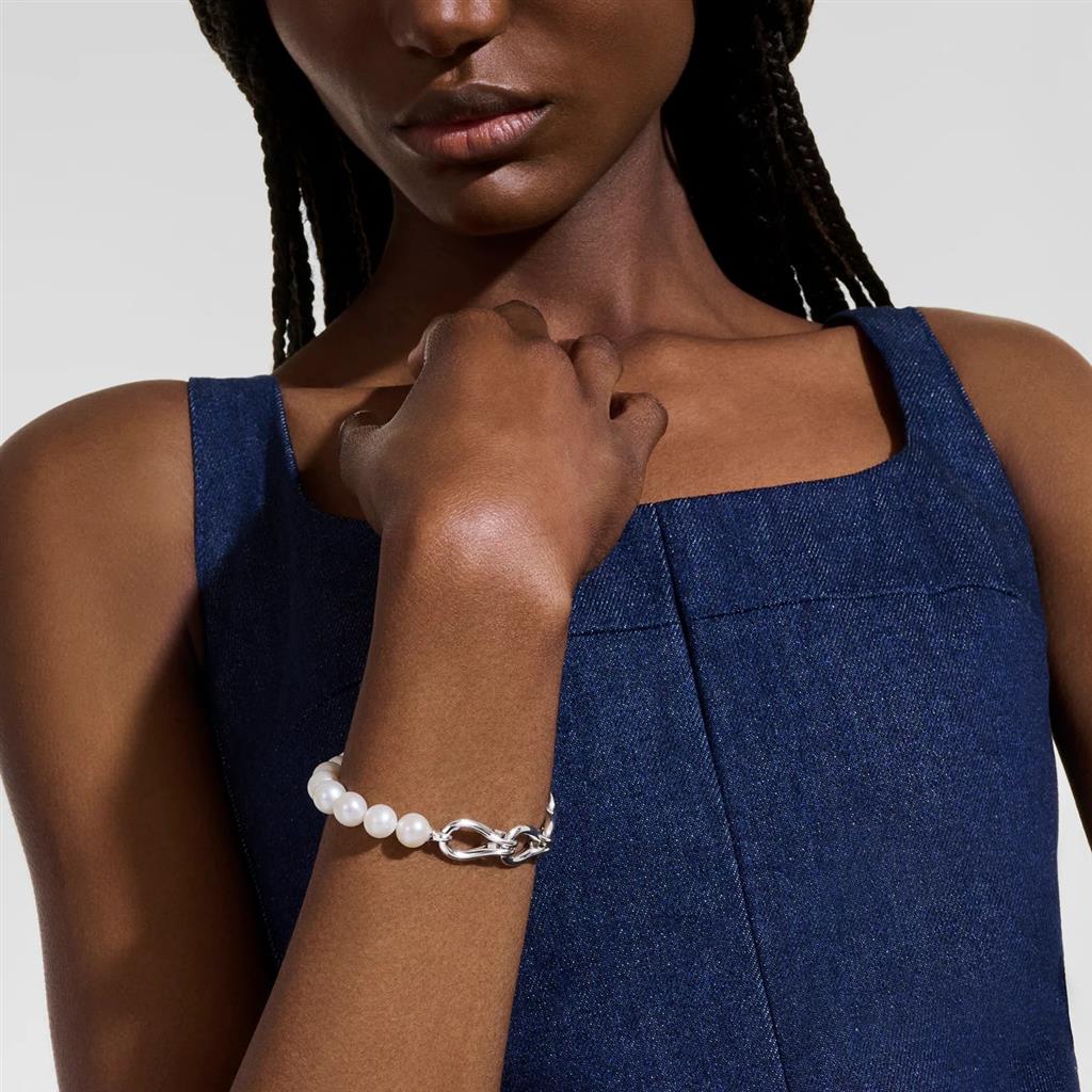 Sterling Silver & Freshwater Pearl Surf Link Bracelet