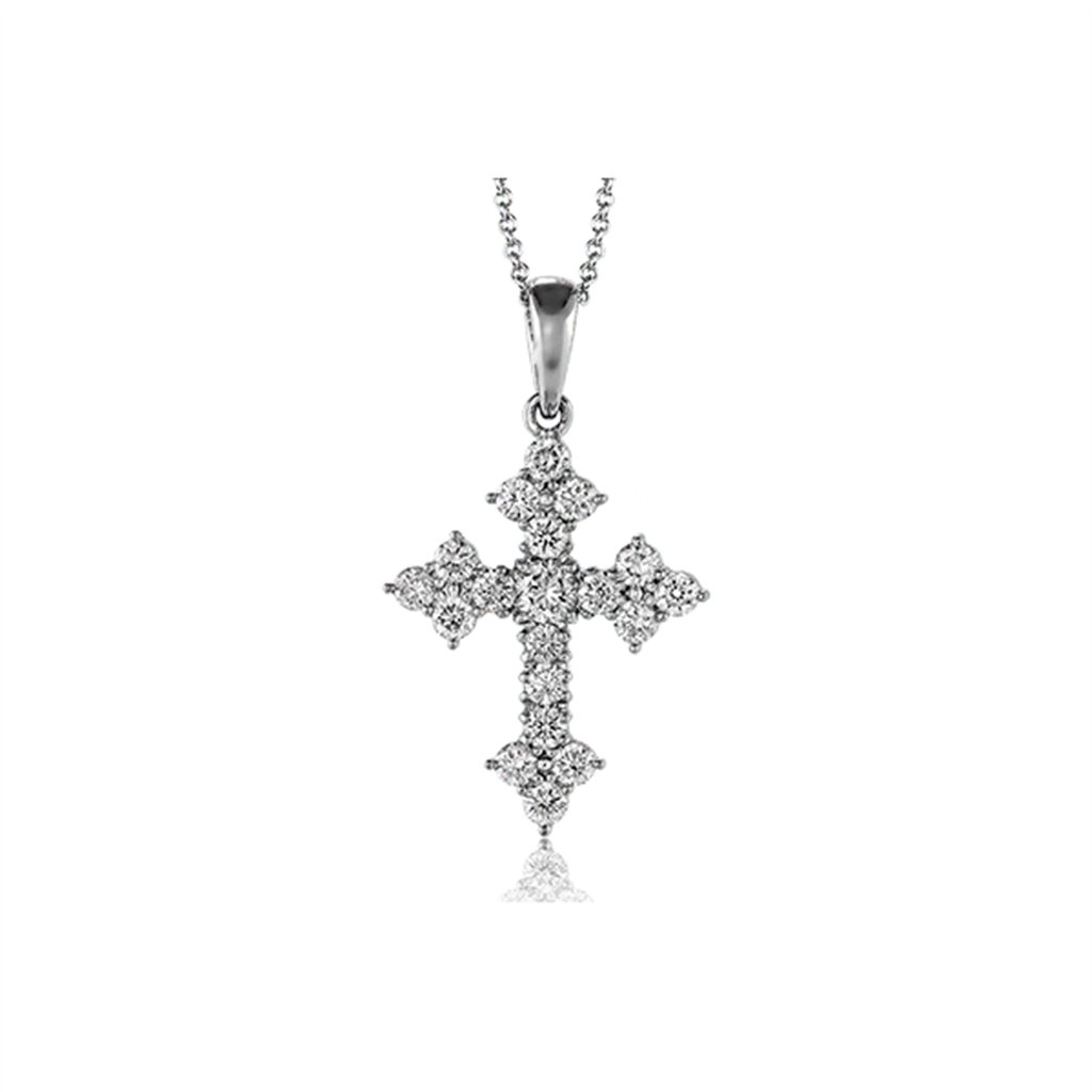 14kt White Gold Diamond Cross Pendant Necklace