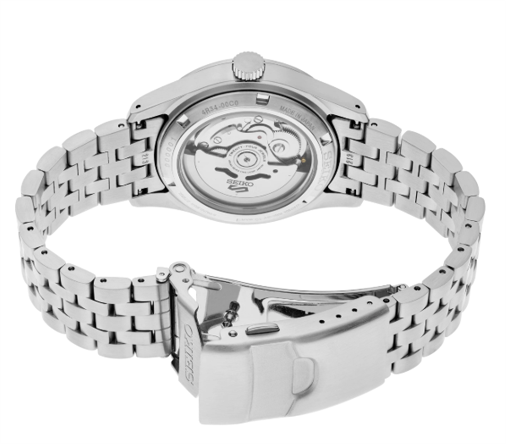 Seiko 5 Sports Stainless Steel Black Arabic Dial Watch – Ref. SSK023 - back view