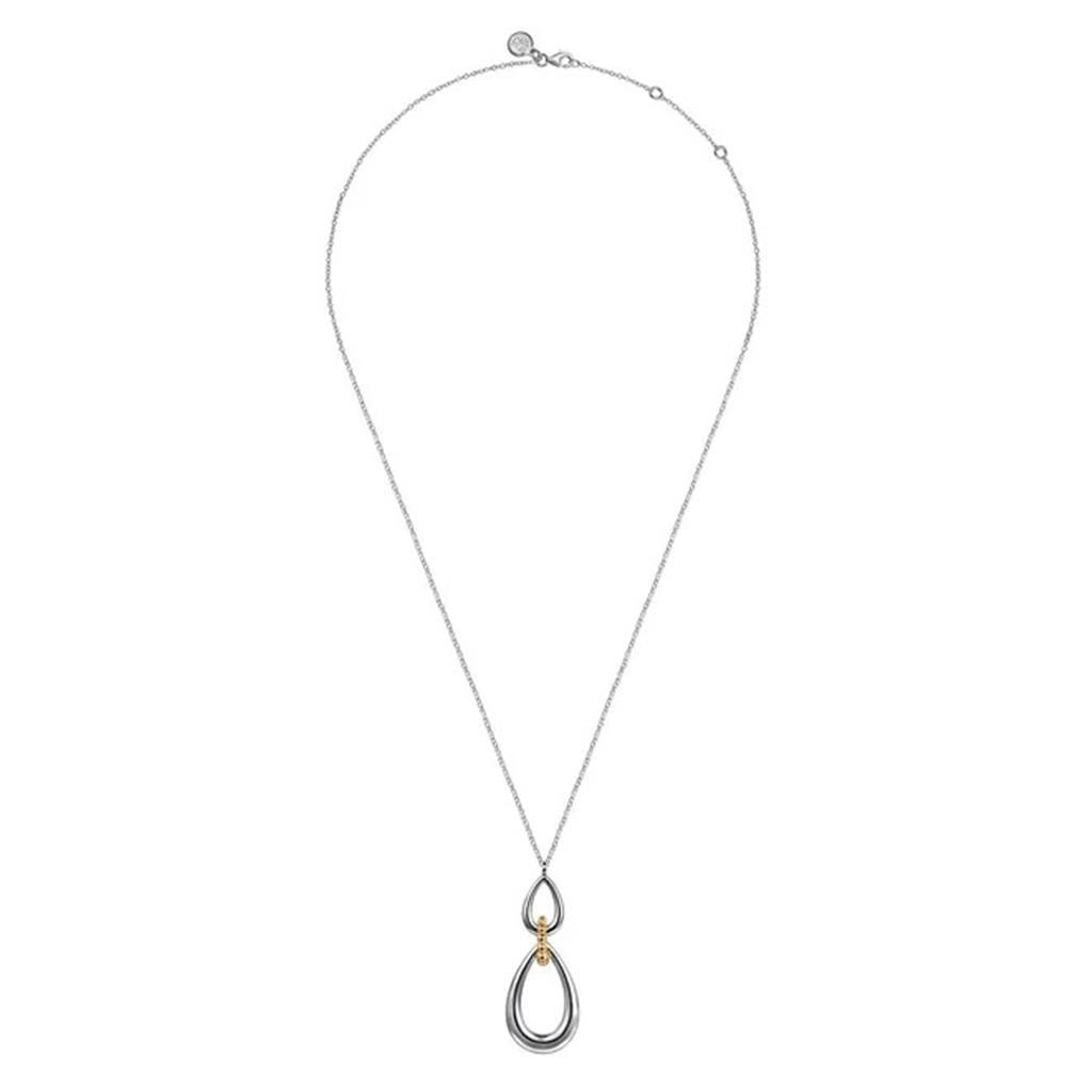 Sterling Silver and 14K Yellow Gold Bujukan Teardrop Necklace
