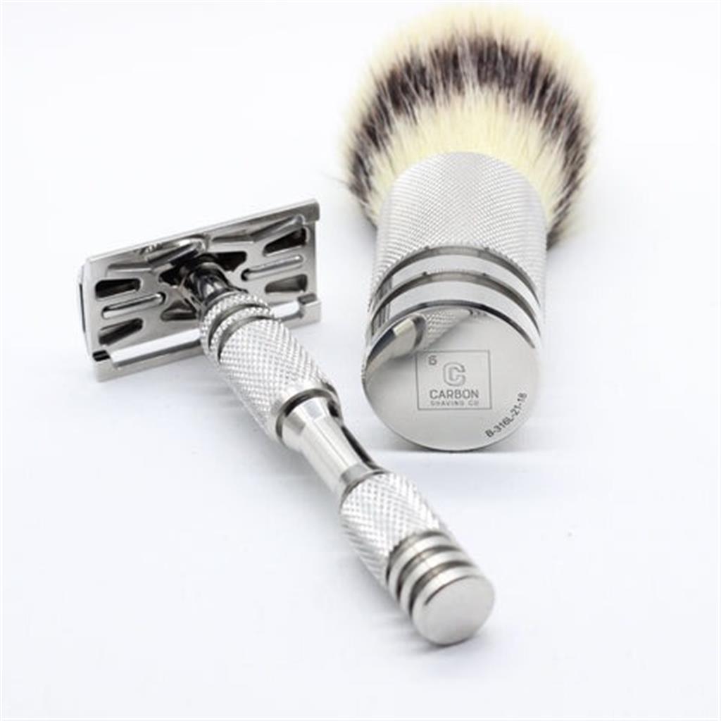 Stainless Steel Cx-316L Razor & Brush Gift Set with Wooden Box