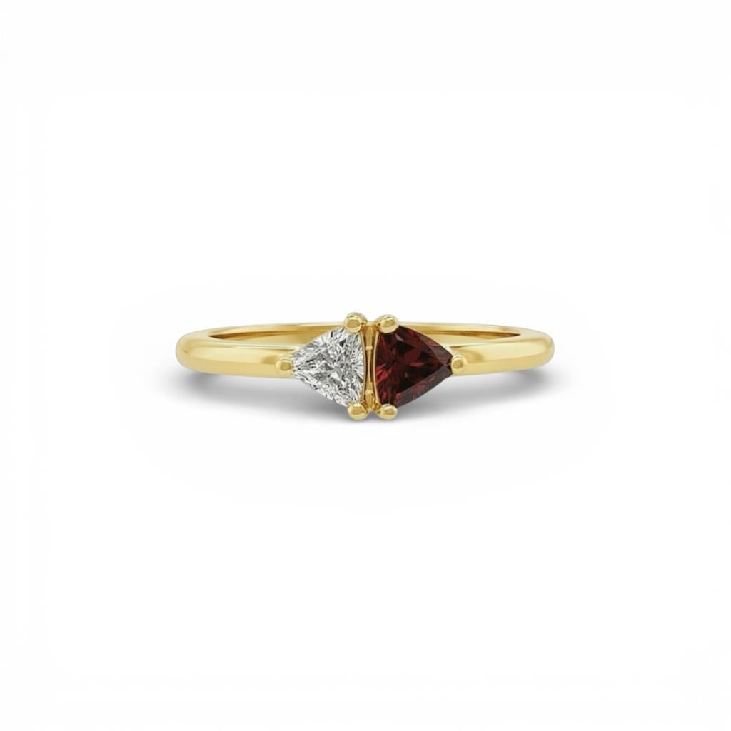 14KT Yellow Gold Diamond and Garnet Ring