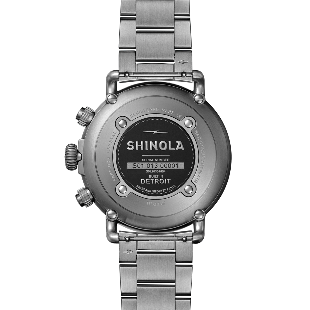Shinola S0120307782 Runwell West Wind 42mm Titanium Black Dial Bracelet Watch