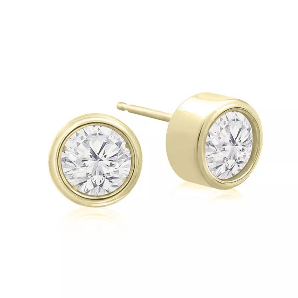 14kt Yellow Gold 0.22ct Round Bezel Diamond Stud Earrings