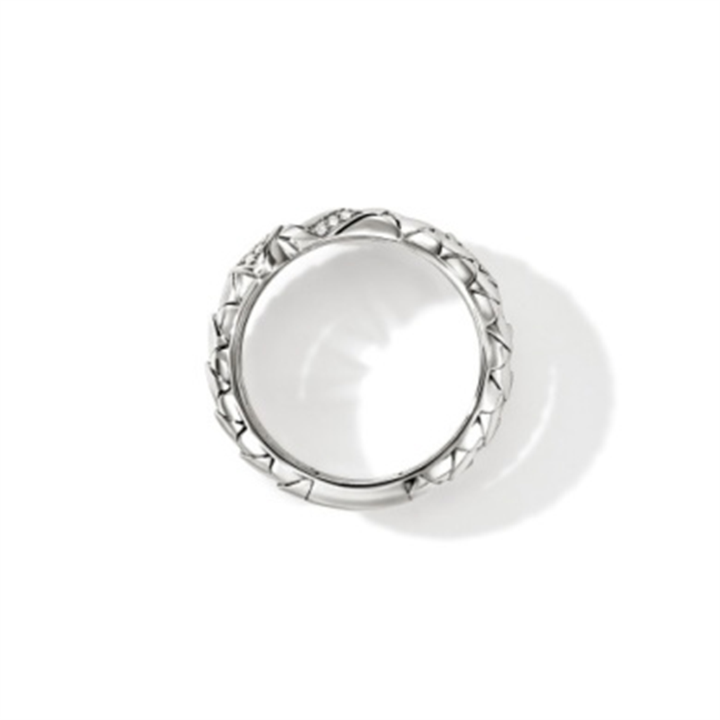 Sterling Silver Diamond Pavé Naga Two-Row Ring – Size 7