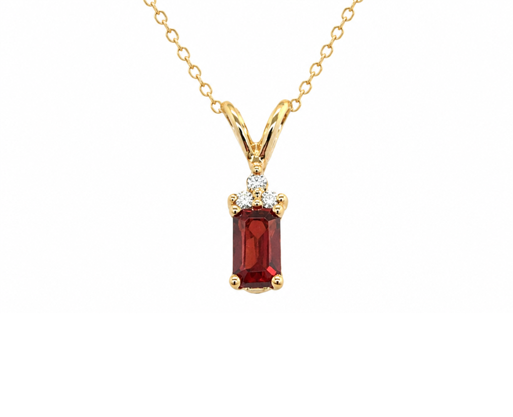 14 Kt Yellow Gold Garnet and Diamond Fashion Pendant