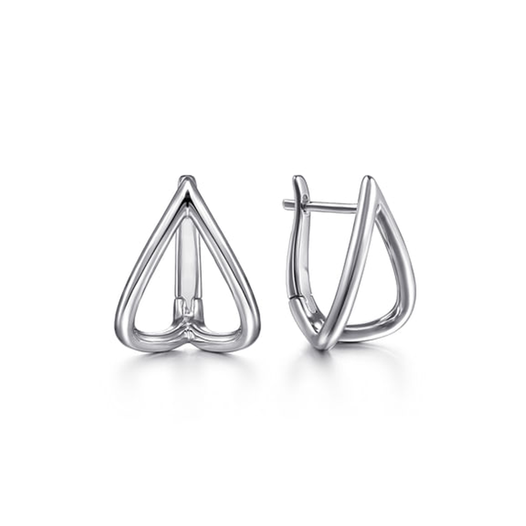 Sterling Silver Open Heart Huggie Earrings