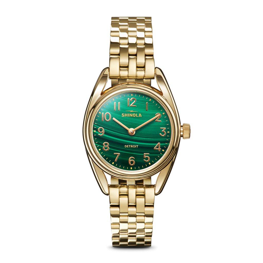 Shinola S0120307528 Derby 30.5mm Yellow Stainless Steel Malachite Dial Bracelet Watch