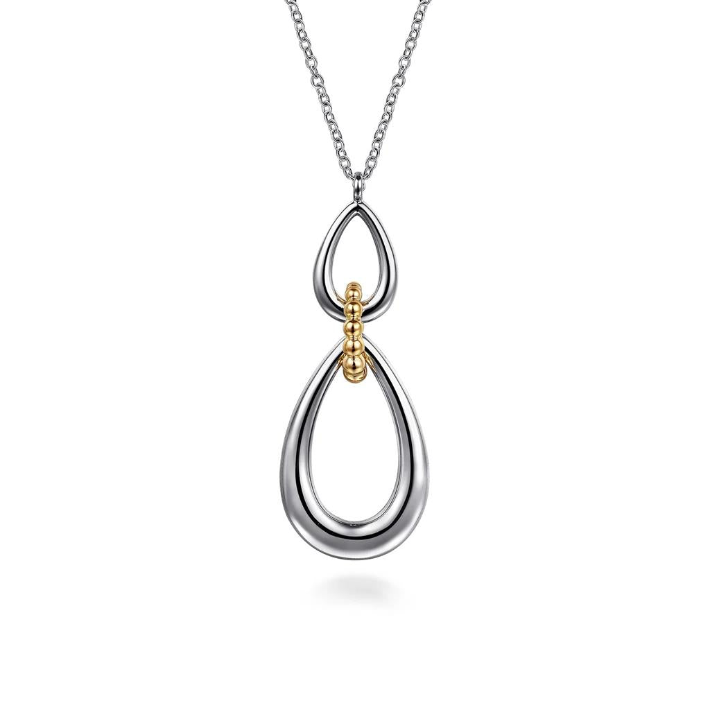 Sterling Silver and 14K Yellow Gold Bujukan Teardrop Necklace